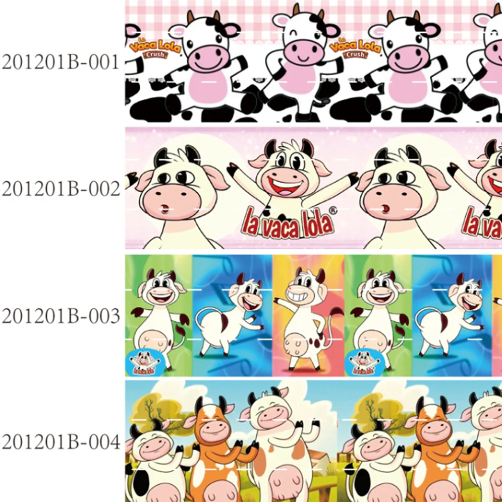 

Liston La Vaca Lola Cows Cartoon Printed Grosgrain Ribbon 25mm 38mm 10yards for DIY Bows Holiday Craft Supplies Decoration