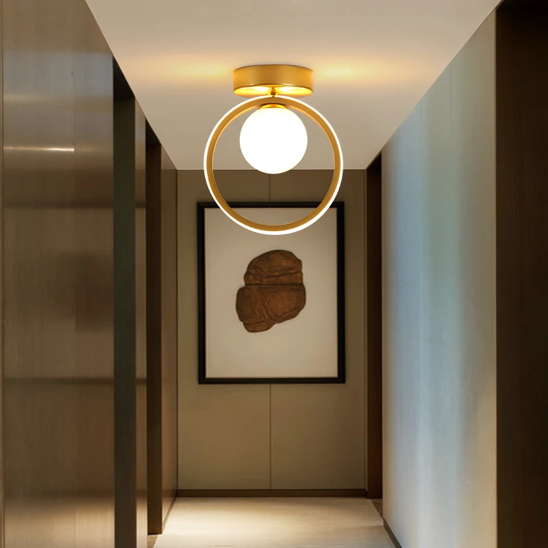 

Modern Minimalist Ceiling Light for Cloakroom Balcony Gold Glass Ball Round G9 Bulb Home Decoration Aisle Corridor Lamp Fixtures