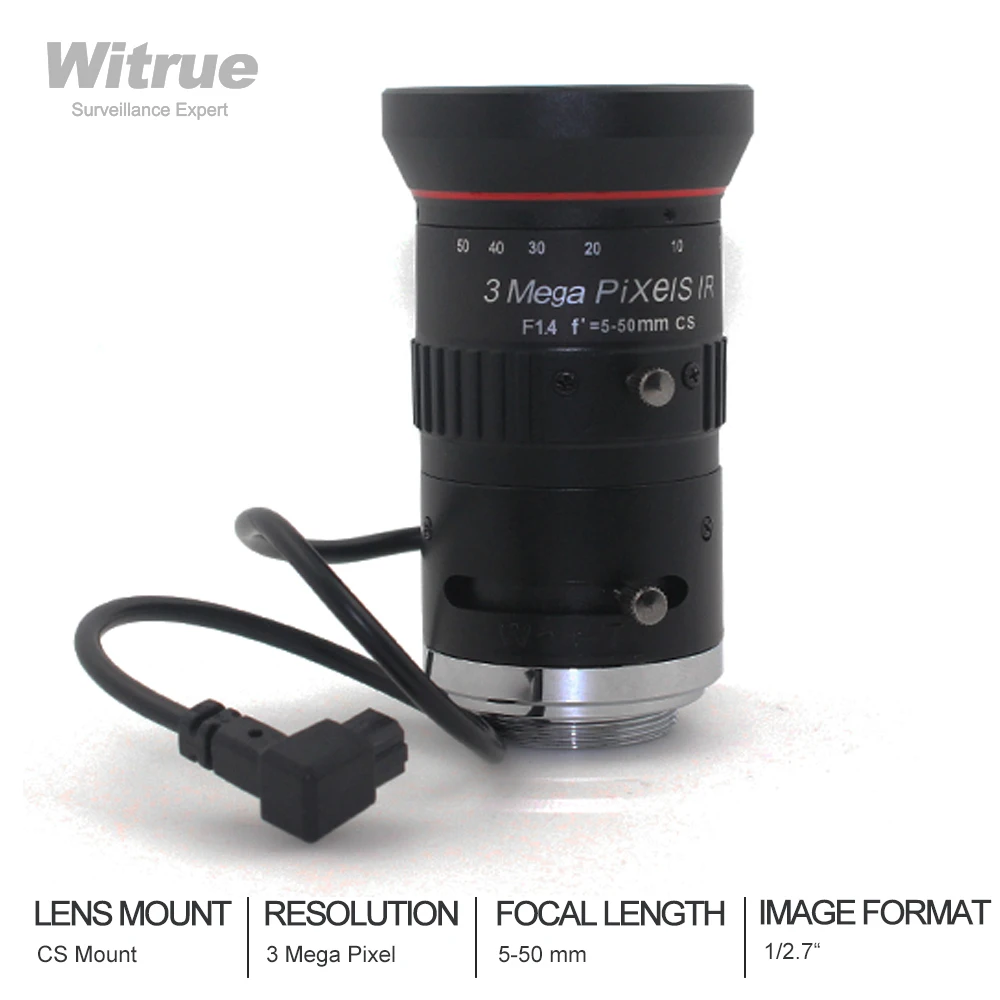 Witrue IP Объектив камеры 5 50 мм варифокальный 3 Meagapixel CCTV объектив 1/2.7 &quotF1.4 Авто Iris CS