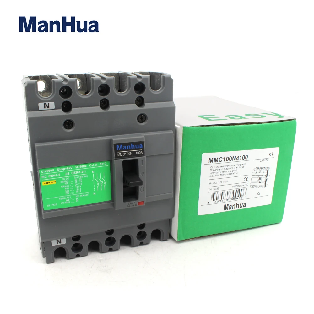 Manhua EZC 4 полюса разрывная емкость 100A MMC100N защита от короткого замыкания перегрузки