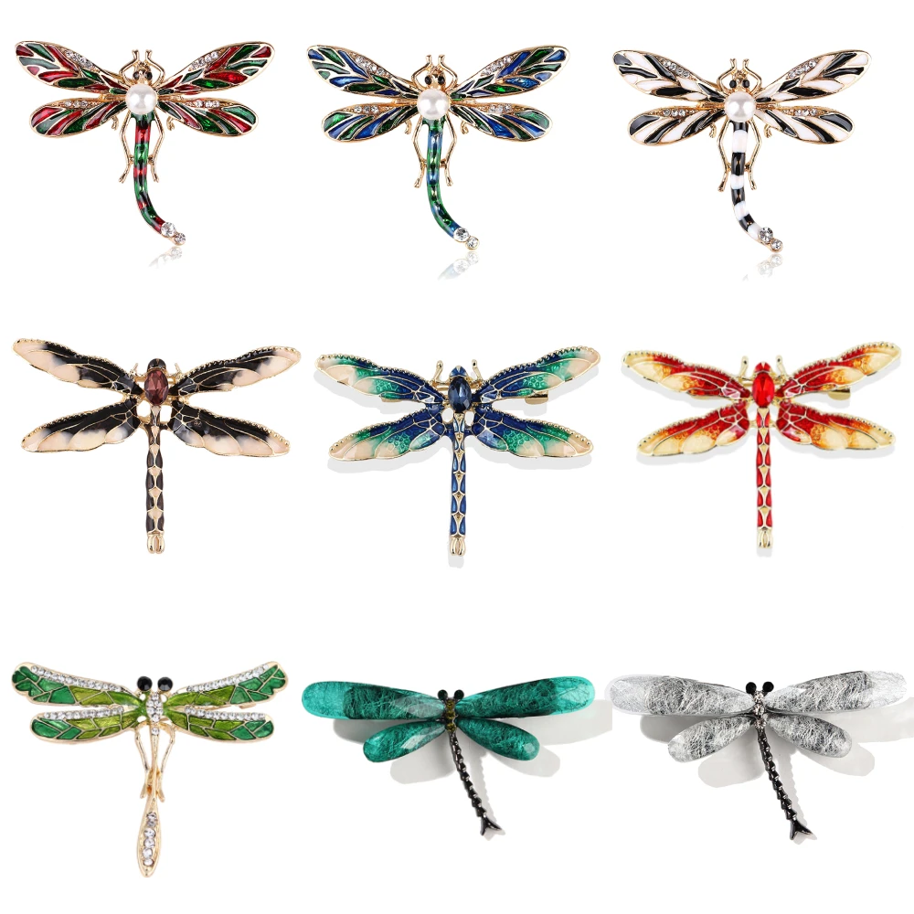 5 цветов имитация кристалла жемчуг стрекоза броши для женщин VintagePin