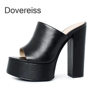 dovereiss fashion womens shoes summer new consice apricot waterproof beige sexy block heels goth slippers chunky heels 40 41