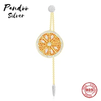 pandoo fashion charm sterling silver original 11 copysingle orange earring with dropping chains luxury jewelry gift for women