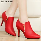 Женские туфли-лодочки; кожаные ботильоны martin; Женские Повседневные Вечерние теплые зимние ботинки на платформе с острым носком на высоком каблуке; mujer zapatos; T519