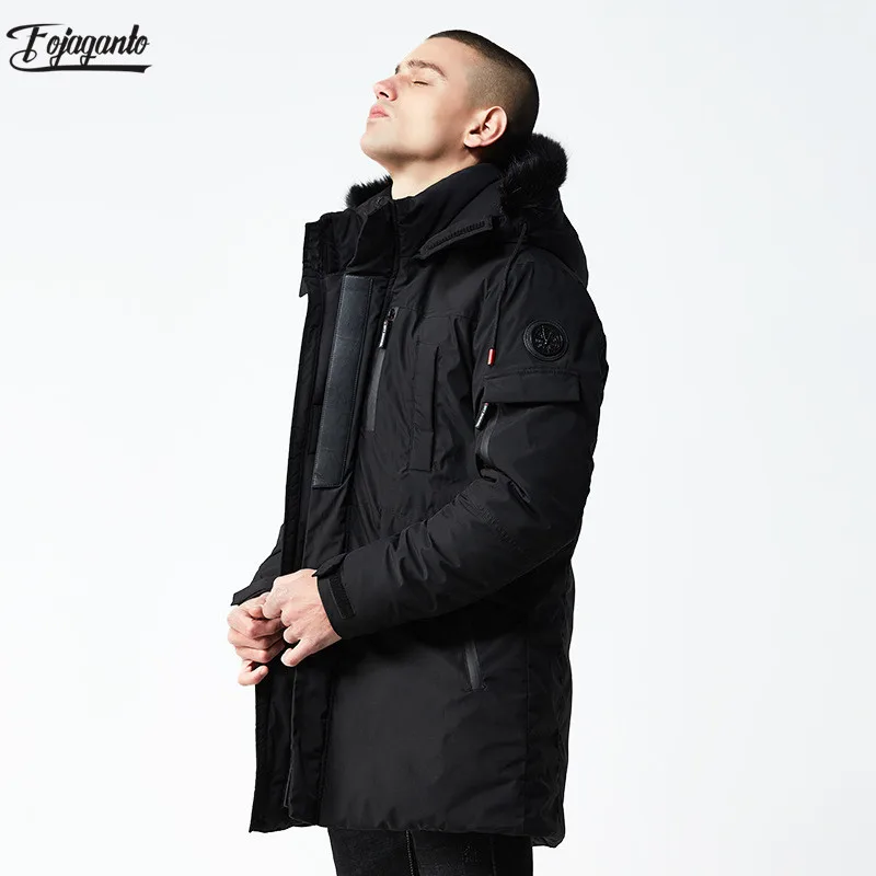 FOJAGANTO модные новые мужские парки Мужская модная повседневная Толстая теплая