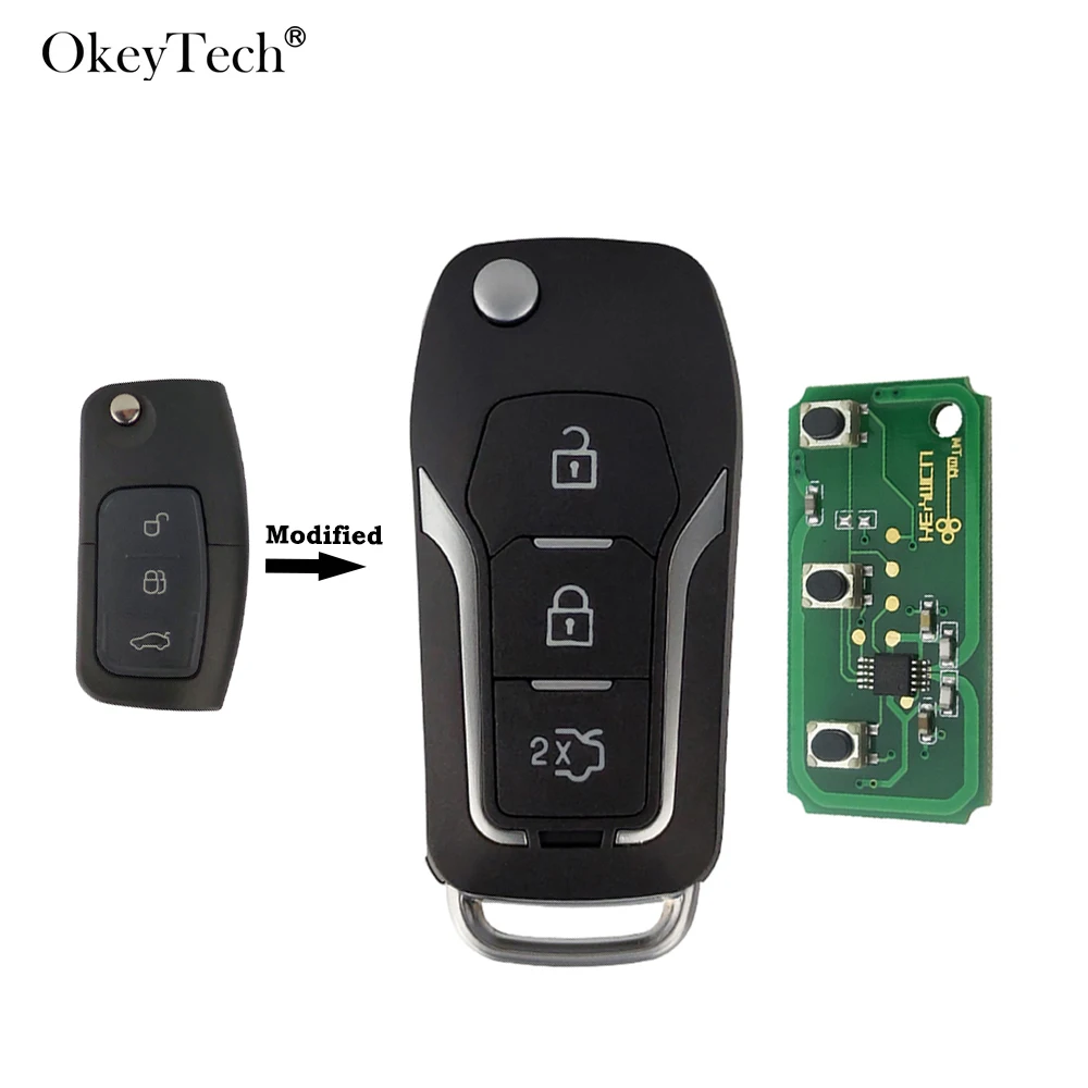 OkeyTech для Ford Focus Kuga Fiesta Escape Galaxy Edge складной дистанционный ключ с 3 кнопками 433 МГц