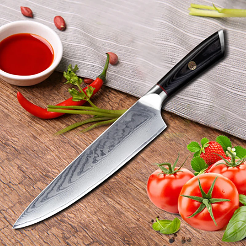 

Damascus Steel Knife Kitchen Slicing Meat Chef's Knife Sharp Handle Meat Japanese Cooking Knife
