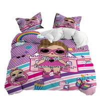 3pcs lol surprise dolls kids girls duvet cover set pillows case pink comforter bedding sets home textile soft indoor decorations