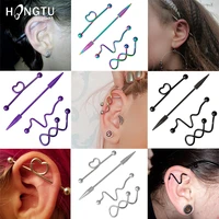 4pcs surgical steel industrial piercing jewelry pack industrial barbell earrings bar stainless cartilage tragus piercing jewelry
