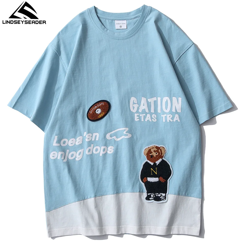 

LINDSEY SEADER Men's T-shirt Hip Hop Oversized Print 2021 Casual Harajuku Streetwear Summer Short Sleeve cotton Tops Tee Tshirt