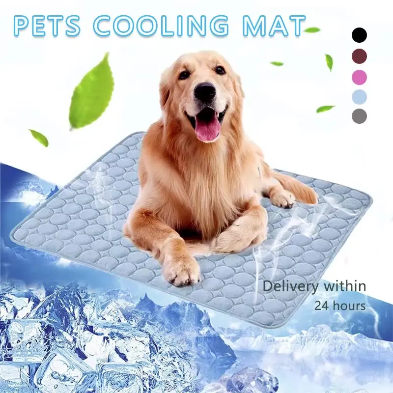 

Dog Cooling Mat Pad Summer Cat Breathable Ice Pads Dog Beds Ice Pad Cool Non Sticking Cushion Silk MoistureProof Pet Accessories