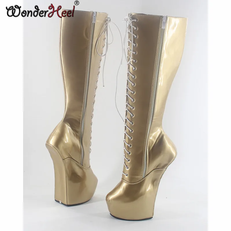 Wonderheel модные сапоги до колена на платформе 20 см|fashion boots|platform bootslaceup heels |