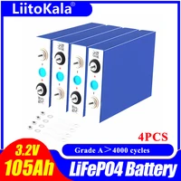 4pcs liitokala grade a new 3 2v 100ah 105ah lifepo4 battery cell 12v 24v electric rv golf car outdoor solar energy rechargeable