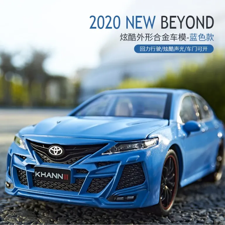 

1/24 Toyota Eighth Generation Camry Metal Die Cast Toy Car Alloy Collection Pull Back Sound Light Model Vehicle For Kids Blue