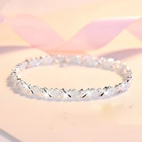 925 sterling silver x bracelets zircon cross charm bracelets for women paired bracelets accessories silver 925 jewelry bangles