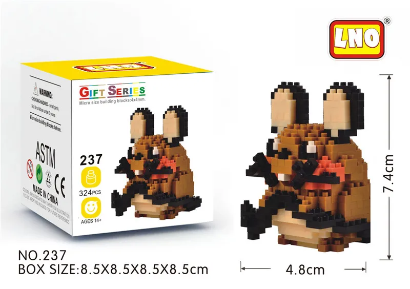 237 without box LNO, алмазные блоки, фигурки, каваи, 3D, Пикачу, японское аниме, мультфильм, пластиковые строительные кирпичи, игра, сделай сам, модель, обучающие игрушки - Цвет: 237 without box
