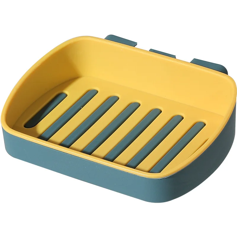 

Soap Rack No Drilling Wall Mounted Double Layer Soap Holder Soap Sponge Dish Bathroom Accessories Soap Dishes Self Adhesive