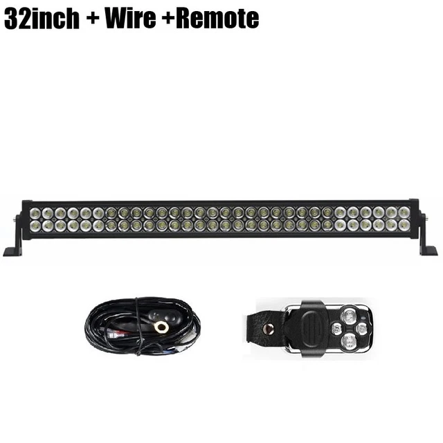 32inch with Remote 52 50 42 32 22 дюймов 300 Вт 288/240/180/120 Вт двухрядный прямой светодиодный светильник бар машина грузовик внедорожных Беспроводной дистанционного Управление монтажный комплект - Цвет: 32inch with Remote