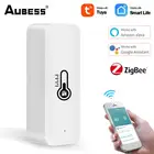 Датчик температуры Aubess Tuya ZigBee для умного дома, батарея для мониторинга в режиме реального времени, работает с приложением Alexa Google Home Gateway