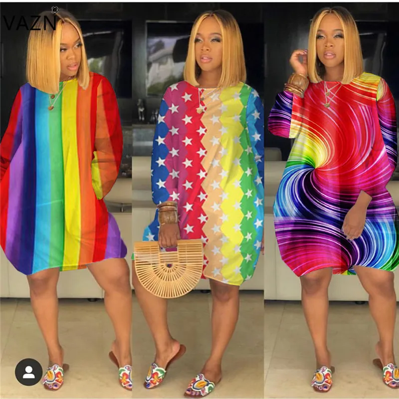 Женское свободное платье VAZN Повседневное футболка с коротким рукавом и круглым