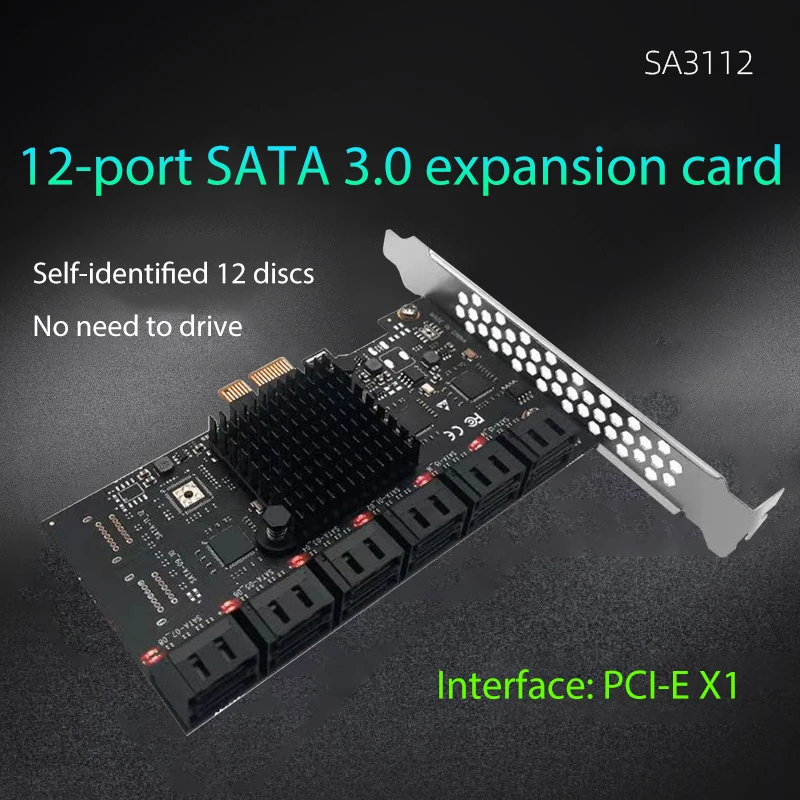 12/16 Ports SATA 3.0 to PCIe Expansion Card with Low Profile Bracket 6G PCI Express Adapter 1X 2X 4X 8X 16X for HDD PCIE SATA
