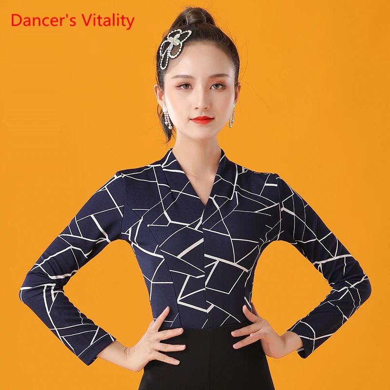 

Женский топ для латинских танцев, костюмы для бальных танцев, куртки для женщин и взрослых с длинным рукавом, nprofessional competition, Одежда для танце...