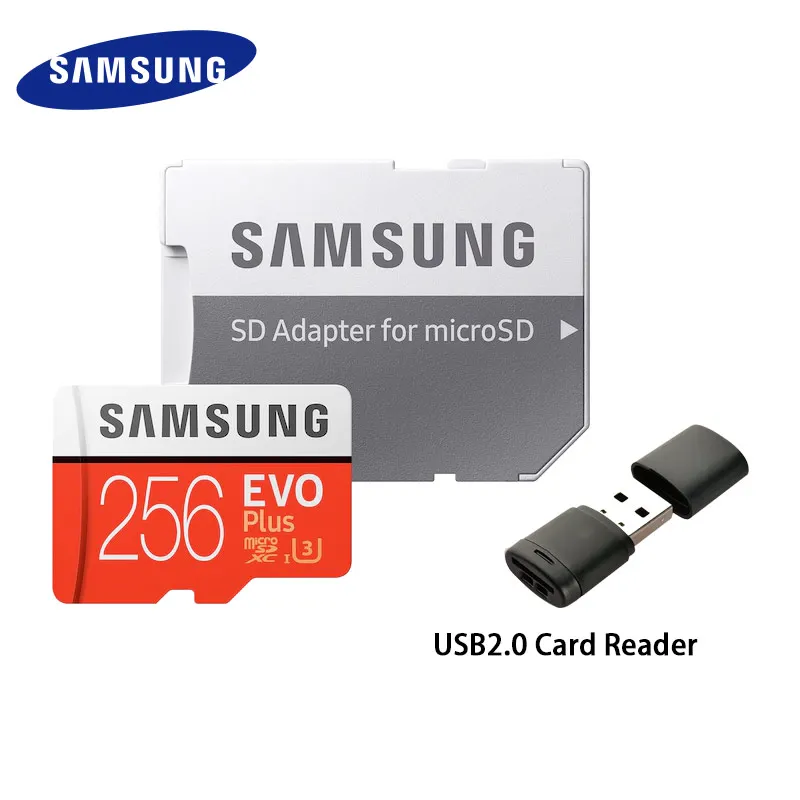 

SAMSUNG Micro SD Memory Card EVO+ 128GB 100MB/s SDXC C10 U3 UHS-I MicroSD TF Card EVO Plus 256GB Class 10 Grade 3 100% Original