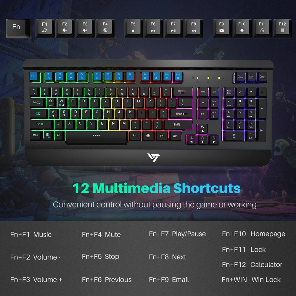 VicTsing PC216 PC Gamer игровая клавиатура и мышь комбинированный Стандартный комплект USB