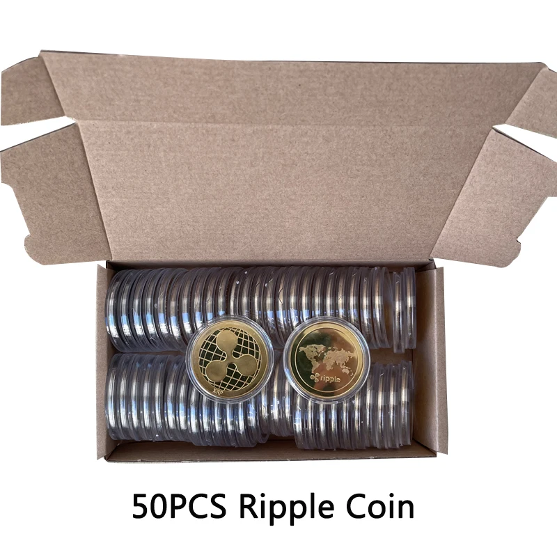 

50pcs 40*3mm Creative Souvenir Ripple Coins XRP Gold Plated Collectible Gift Art Collection Physical Commemorative Replica Coin