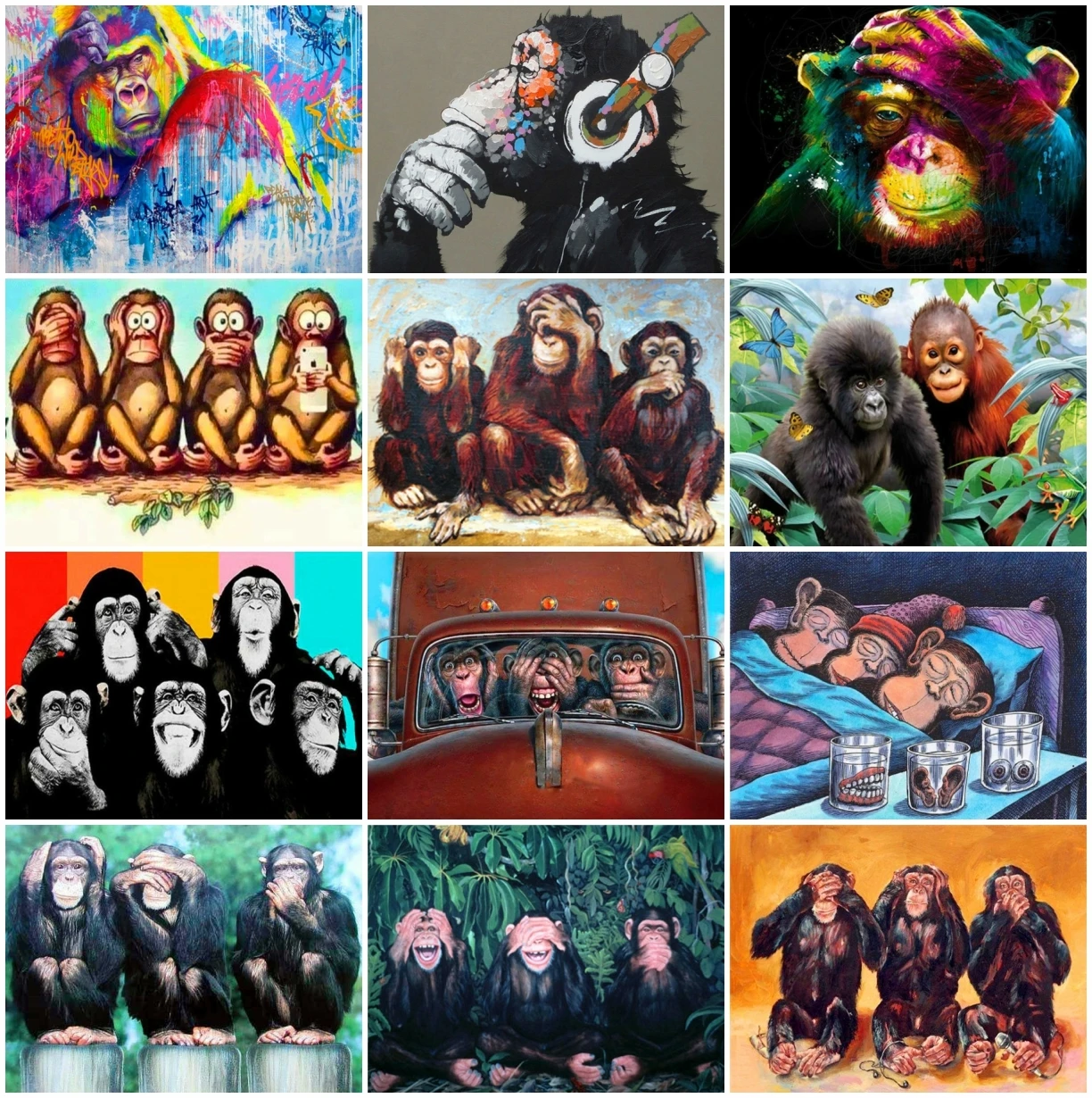 

Алмазная вышивка AZQSD мозаика обезьяны Стразы полная алмазная живопись Животные вышивка крестиком домашнее украшение ручной работы