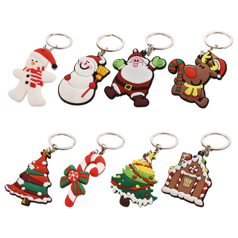 

Рождественские Подвески из ПВХ, мягкие Мультяшные брелоки, подвеска в виде снеговика, аксессуары для автомобильных ключей H055