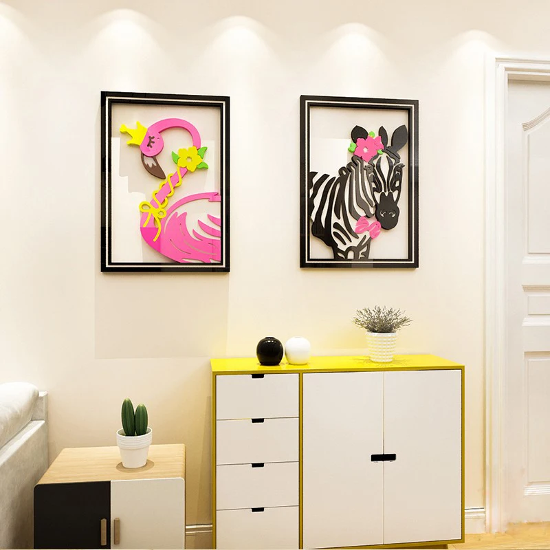 

Flamingo 3D Acrylic Wall Stickers Dormitory Room Bedroom Layout Wall Stickers Porch Mural Background Wall Decoration Stickers
