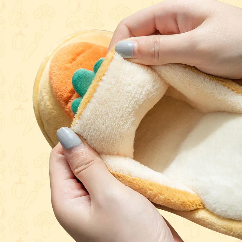 Тапки женские домашние плюшевые хлопок морковка удобная зимняя обувь для дома |