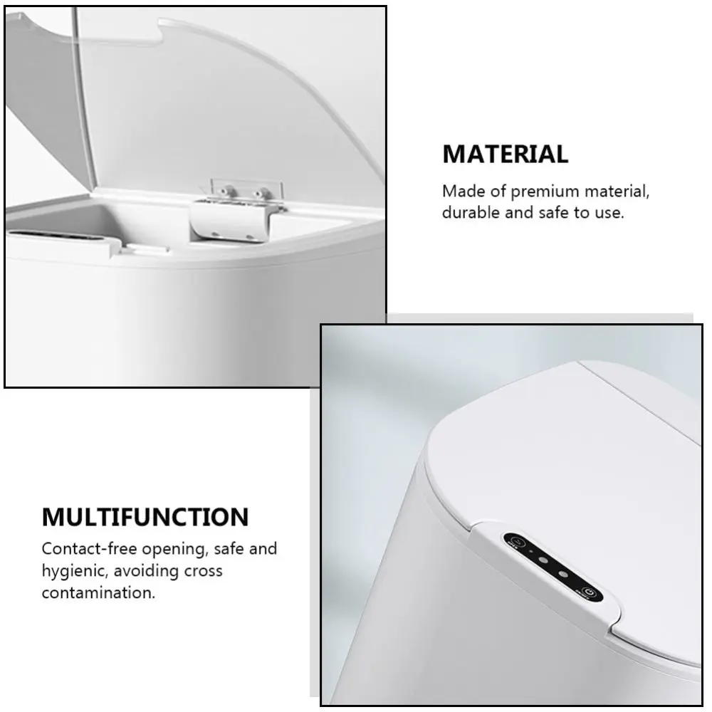 

1pc Intelligent Sensor Garbage Can Trash Bin with Cover Garbage Container(White)