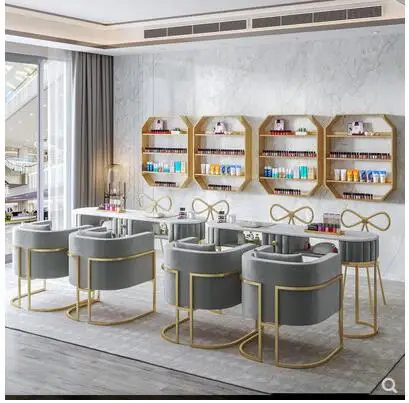 Чистый красный мраморный Маникюрный Стол и стул набор один двойной простой