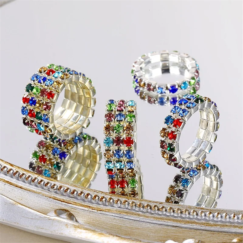 Vienkim Promise Ring Silver Color Engagement Wedding Band Bohemian Colorful Rainbow Rings For Women Finger Party Jewelry Gifts | Украшения