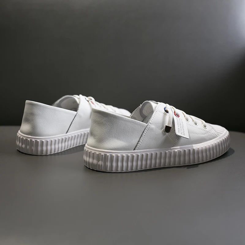 

White Sneakers Women Casual Canvas Shoes Female Comfortable Summer Lace-Up Flat Platform Trainers Zapatillas Mujer U20-08