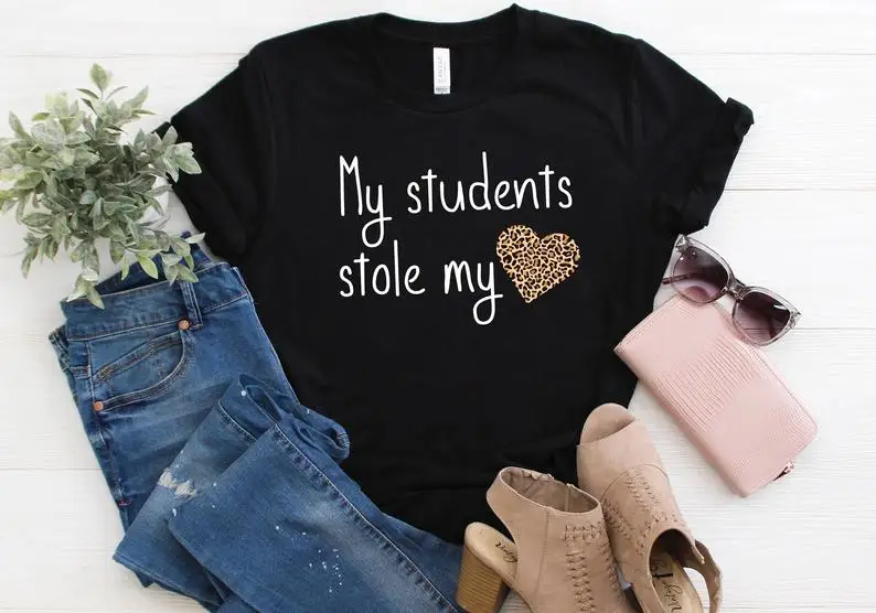 

Valentines Day Students Stole My Leopard love Heart Shirt unisex cotton shirt red letter print o neck women short sleeve top tee