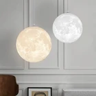 Люстра в скандинавском стиле с 3D принтом Луны, простой светильник для детской комнаты, спальни, ресторана, романтическая маленькая лампа с планетами