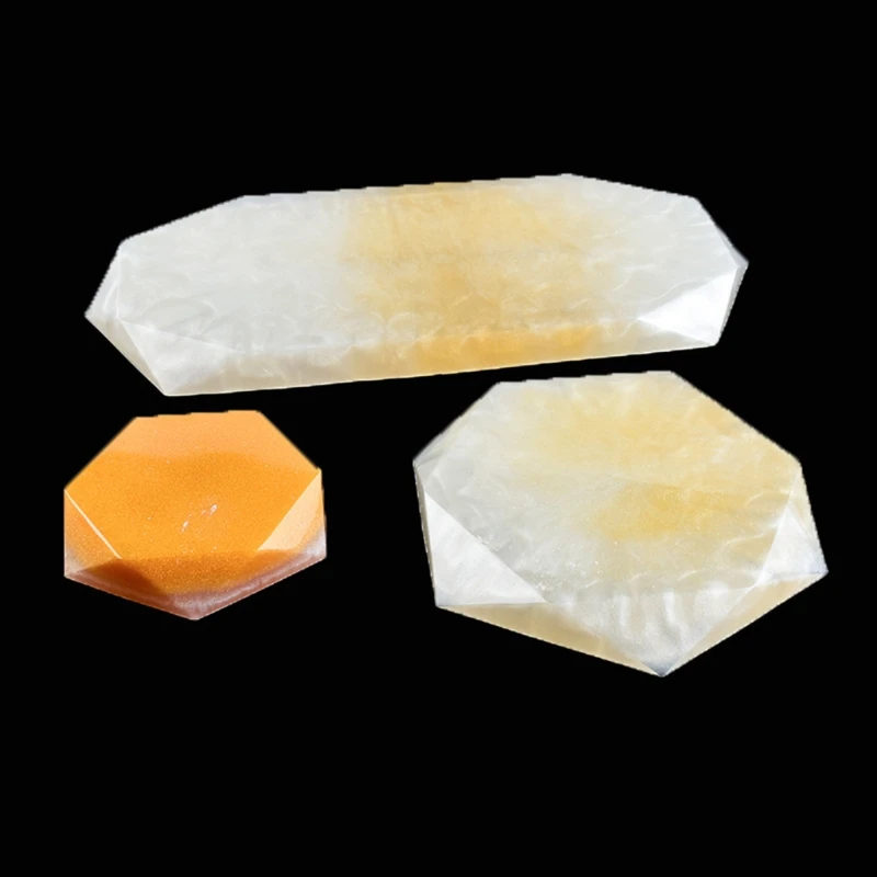 

3Pcs Faceted Rectangle Hexagon Resin Casting Mold Hexagonal Tray Silicone Mold