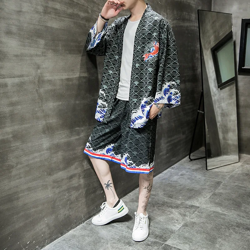 Изящный традиционный Восточный кардиган для мужчин японское кимоно в стиле