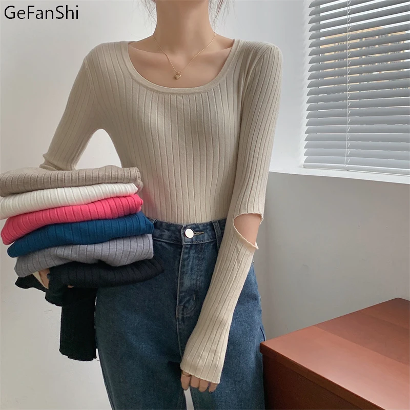 

New Autumn Winter Knitting Sweater Women O-Neck Solid Long Sleeve Kintting Tops Fashion Elegant Sweet Slim Pullovers Sweaters