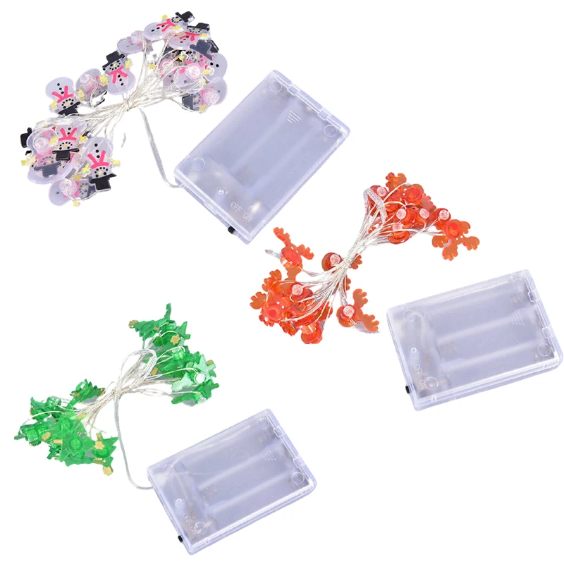 

2M 20LED Christmas Snowman LED Snowflake Small Cane Christmas Tree Copper Wire Lantern String 2020 Christmas Decorations