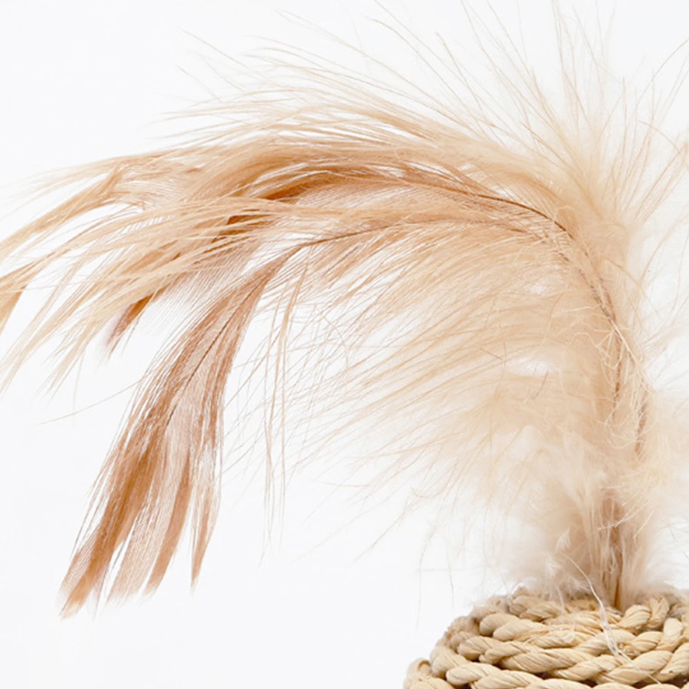 Забавная плетеная веревка Sisal для кошек игрушка из ротанга с перьями