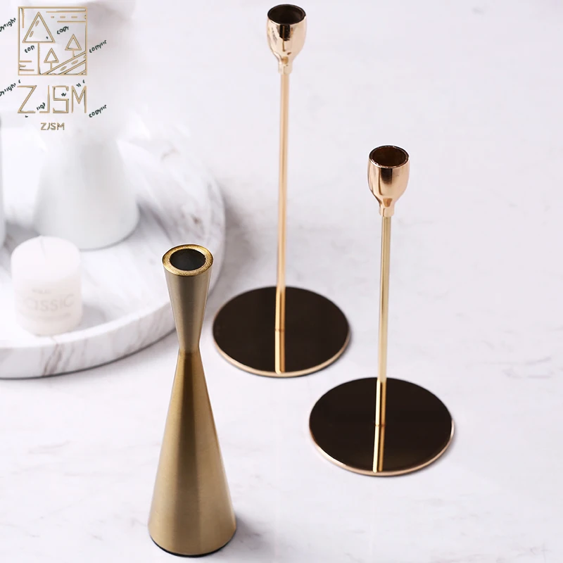 

Creative gold candle holders wedding centerpieces for tables Metal Candlestick candles home decoration pillar candle holder