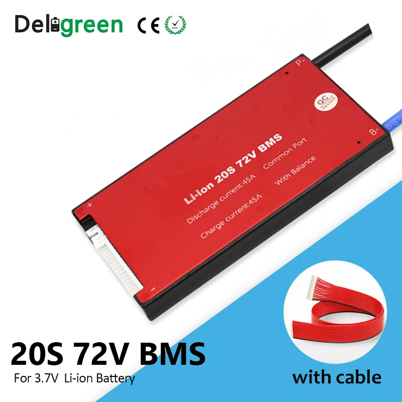 Аккумулятор Deligreen 20S, 30 А, 40 А, 50 А, 60 А, 72 в PCM/PCB/BMS для литиевых батарей 3,7 в, литий-ионный аккумулятор 18650 LiNCM для электровелосипеда