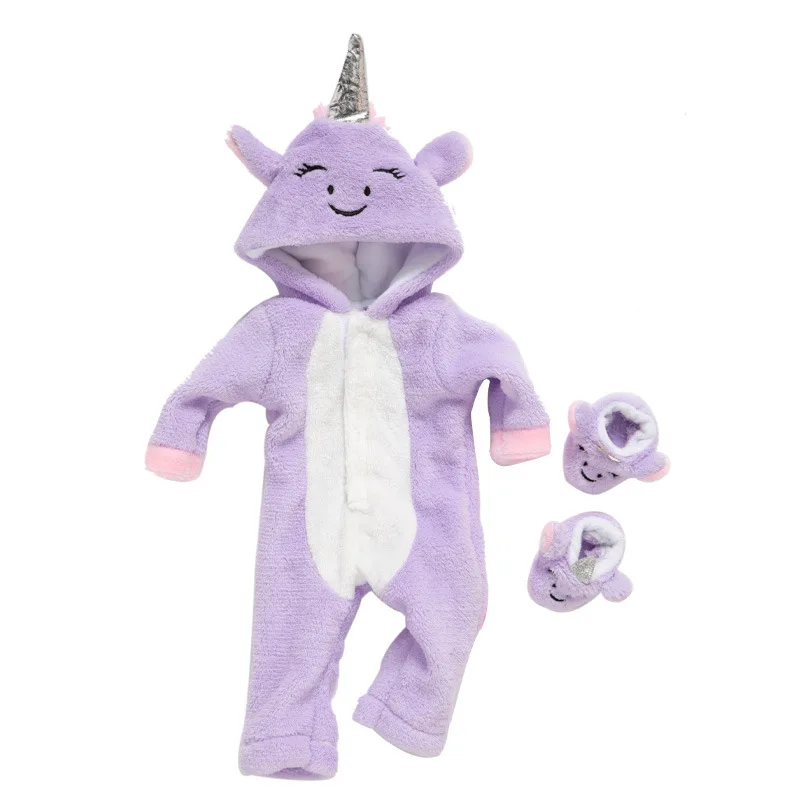 

10pcs/lot New 18" Born New Baby Doll Clothes Accessories 43cm Pink Blue Purple Red Plush Unicorn Clothes For Baby Festival Gift