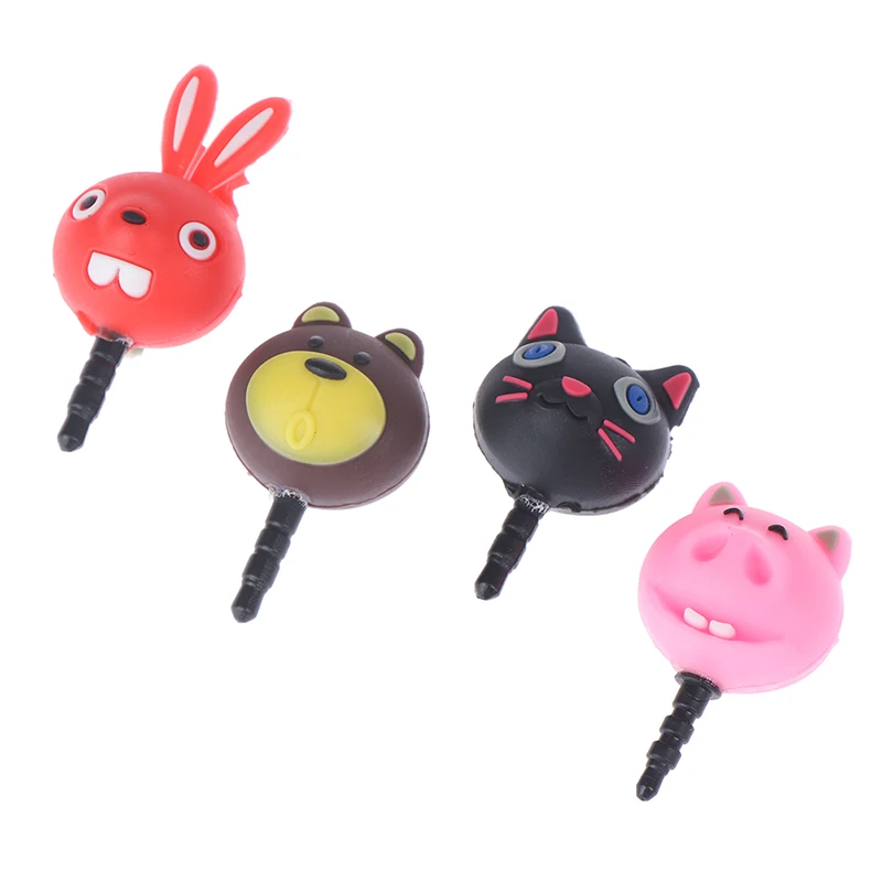 Наушники 3 5 мм разъем от пыли милые животные кошка свинья кролик медведь курица