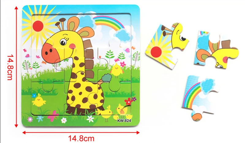 Пазлы для детей 9 шт. Мультяшные животные Детские обучающие игрушки деревянные