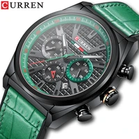 curren mens wrist watches classic sports chronograph dials quartz leather wristwatches for male 2021 green clock
